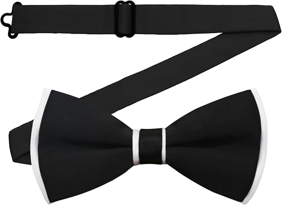 LJBFNN Pre-Tied Black Bow Ties for Men, Adjustable Bowtie for Business