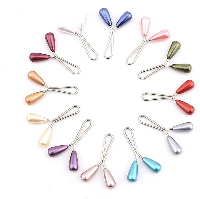 12 pieces Scarf Hijab Safety Pins Faux Barley Pearl Scarf Shawl No Snag Clips Brooch for Women Muslim