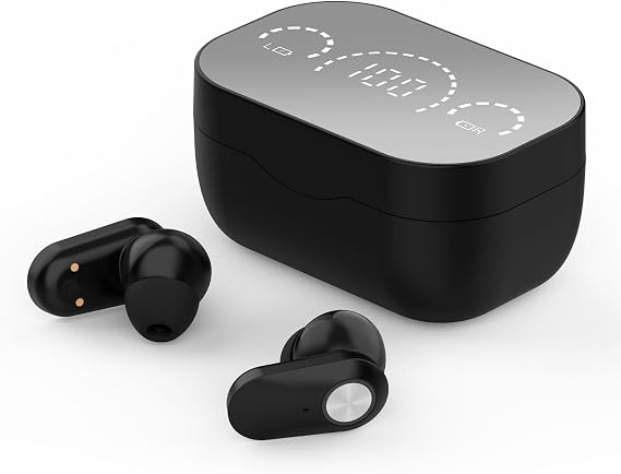 Bluetooth Hearing Aids for Seniors Rechargeable with Noise Cancelling and Volume Control, In-The-Ear Hearing Amplifier Ear Aid for Adults Elders Hearing Loss, Portable Charging Case with LED Power Display, Black