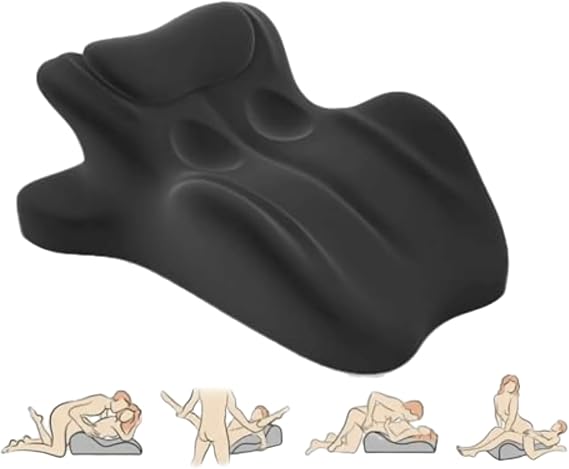 27° Couples Pillow - Memory Foam Intimacy Wedge for Comfort and Connection - Ergonomic Pillow, Easy Care Cover, Black