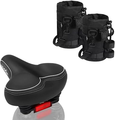 Bike Cup Holder & Bike Seat, Water Bottle Holder Handlebar for Bike with Mesh Pockets, Universal Cycling Bicycle Water Bottle Drink Cup Cage for Cruiser, Scooter, Mountain Bike, Road Bike