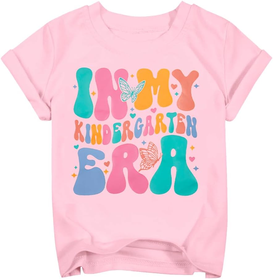 BANGELY First Day of Kindergarten Boys Girls Shirt Back to Preschool Shirts in My Kindergarten Era Graphic Short Sleeve Top