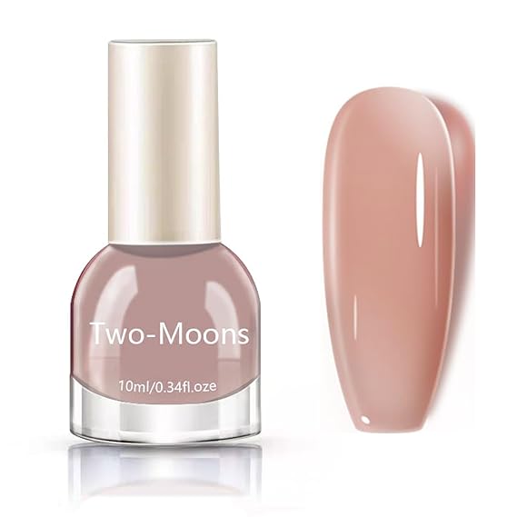 NovaCharm Nude Nail Polish - Sheer Crystal Transparent Natural Neutral Color Fingernail Polish - Quick Dry No UV Light