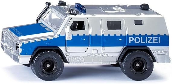 SIKU 2304, Police Patrol Car Rheinmetall Man Survivor R, 1:50, Metal/Plastic, Silver/Blue, Doors Openable