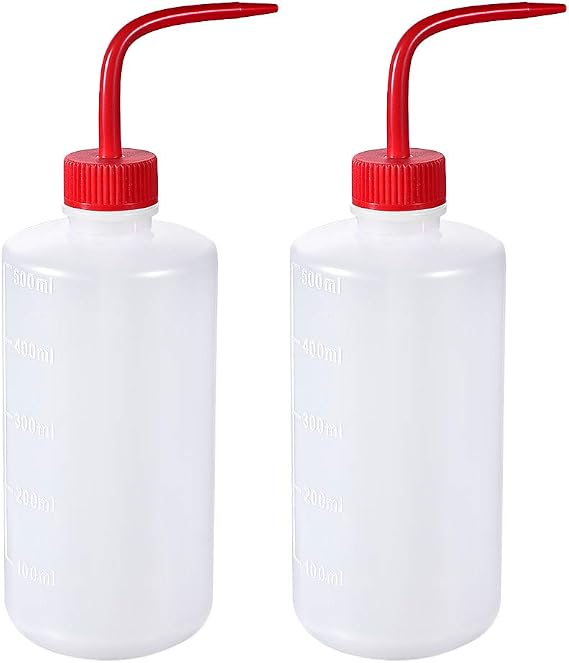 uxcell 500ml プラスチックスクイズボトル 2個 ラボ収納 狭い口