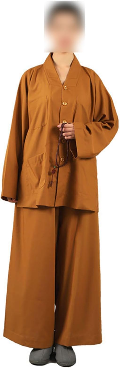 Lightweight Monk Robe - Breathable Shaolin Kung Fu Buddhist Meditation Clothing,Unisex Long Cotton Robe For Zen Practice,Lay Masters & Home Wear,All-Season Comfortable Monk Costume"