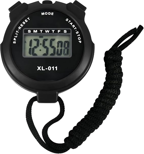 Digital Sports Stopwatch Timer Stopwatch Large Display Interval Training Timer Outdoor Split Stop Watch Lap Timer Digital Calendar Alarm Clock Referee Watch for Training Swimming Running (black)