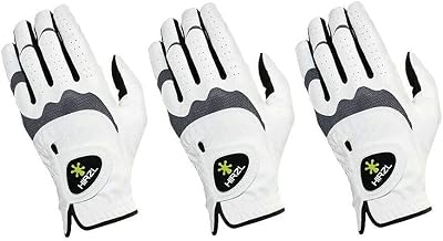 HIRZL Trust Hybrid Mens All Weather Golf Glove | Kangaroo Leather | Ultimate Grip and Ergonomic Fit, WhiteBlack Pack of 3