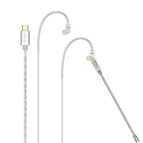 Cubilux USB Type C 2-Pin 0.78mm IEM Cable with Microphone, Silver Plated OFC Wires Replacement Cable with Detachable Boom MIC for Wan'er S.G, ZS10 Pro, ZS10 Pro X, ZSN PRO, ZSX, 4 Feet