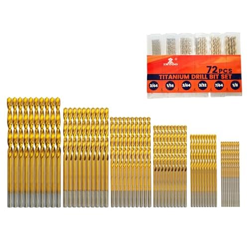 INTOO Mini Drill Bit Set 60 Pcs12 Pcs Free High Speed Steel HSS Titanium Micro Drill Bits 364-18 Metal,Plastic,Wood, Small Drill Bit