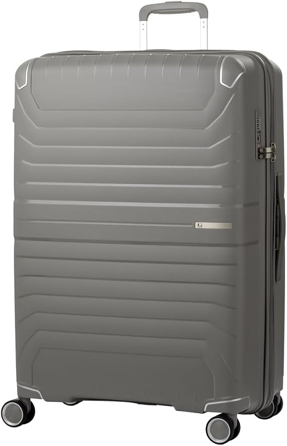 LEGEND WALKER 27" Checked luggage, Grey, 5304-69 | 100% Ultra-Durable PP Shell, Anti-Theft Double Zipper, TSA Lock, Expandable, Spinner Wheels, Adj Handle, Hook Feet