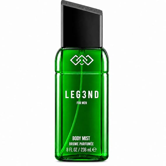 LEG3ND Body Mist for Men Green, 8 FL OZ (236ml) | Long-Lasting Fresh Masculine Fragrance Spray with Natural Essential Oils | Everyday Body Spray, Gym, Office, Gift for Him