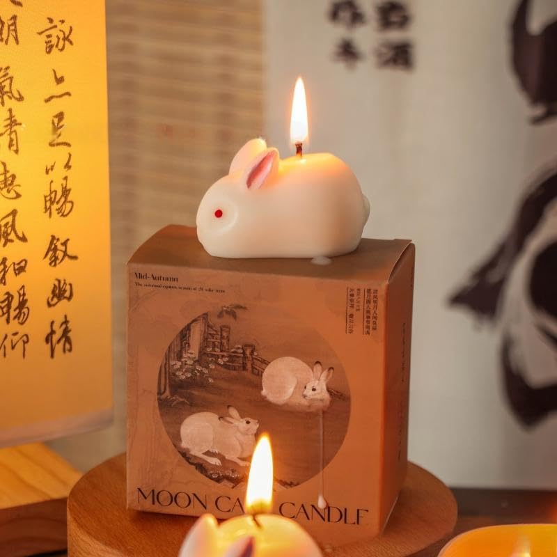 5Pcs Cute Rabbit - Shaped Scented Candle Mid - Autumn Festival Gifts Interior Decoration Bedroom Office Meditation Aromatherapy Yoga Holiday Presents