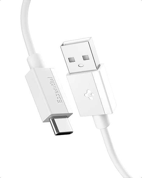 Spigen USB-A to USB-C 1 Metre Kablo 60W Güç/Hızlı Şarj / 480 Mbps Data Aktarım Hızı Type-C Ekstra Dayanıklı White - ACA08715