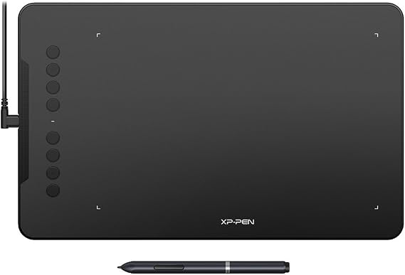 XP-PEN Deco 01 graphics tablet, 10 x 6.25 inch pen tablet, 8 express keys, 266 RPS 8192 pressure sensitivity, ideal for gloves, home, office and e-learning
