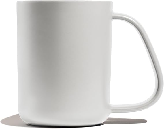 CURVD 18 oz Coffee Mug, Microwave & Dishwasher Safe, 100% Chemical-Free Ceramic, Large Handle for Comfortable Grip, Perfect for Coffee, tea, Hot Chocolate, Latte, Cold Drinks (Matte White, 18 oz)