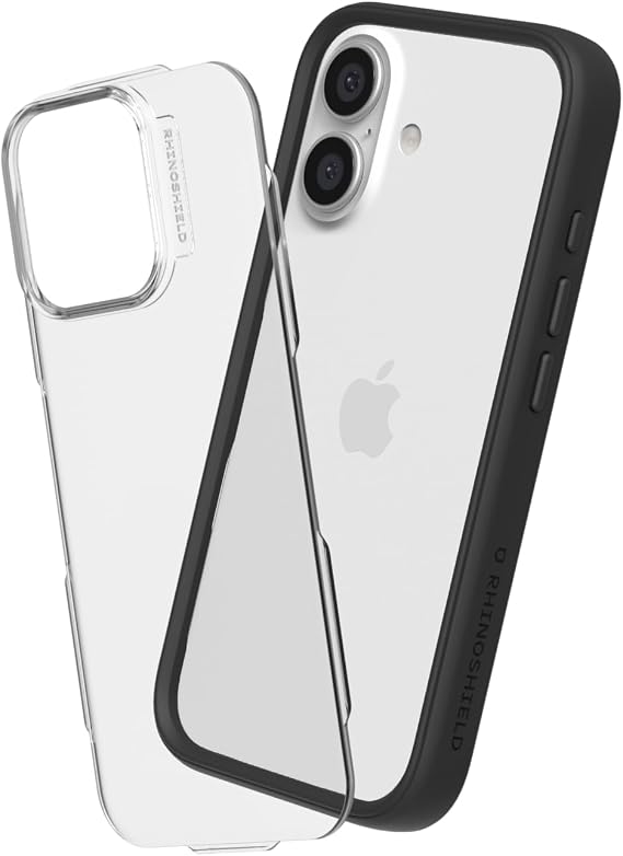 RHINOSHIELD Modular Case Compatible with [iPhone 16] | Mod NX - Customizable Shock Absorbent Heavy Duty Protective Cover 3.5M / 11ft Drop Protection - Black | Bumper Case with Backplate, Modular 2 Way Design, Military Grade Drop Protection
