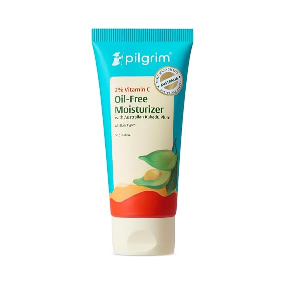 Pilgrim 2% Vitamin C Oil-Free Moisturizer with Australian Kakadu Plum | Lightweight Hydrating Face Cream for Oily & Combination Skin | Non-Greasy Daily Use | 1.76 Oz (50g)