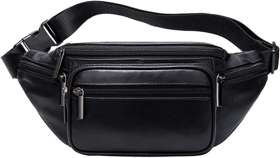 Leather Fanny Pack Waist Bag for Men Women