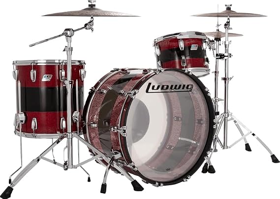 Ludwig 50th-anniversary Vistalite Pro Beat 3-piece Shell Pack - Pattern "A" (Red Sparkle/Smoke/Red Sparkle)
