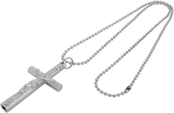 Drum Key Keychain,Drum Keys For Tuning Drums,Jesus Chrome Plated Pendant Necklace Steel Cross Crucifix Drum Head Skin Tuning Key with Chain Drums Instrument Wrench Drum Key tuner drum key necklace
