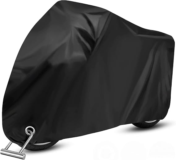 Motorcycle Scooter Cover Waterproof Outdoor - 210D Oxford Large 250cc 150cc 50cc Scooter Shelter for Harleys, All Weather Heavy-Duty Motorbike Protection with Lock Holes & Storage Bag Fit up to 96''