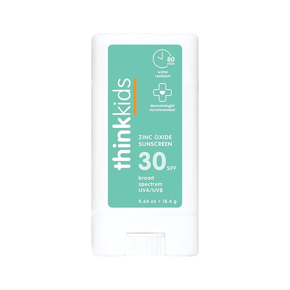 Thinkkids Mineral Sunscreen Stick SPF 30, 0.64 Oz, Vegan & Water Resistant