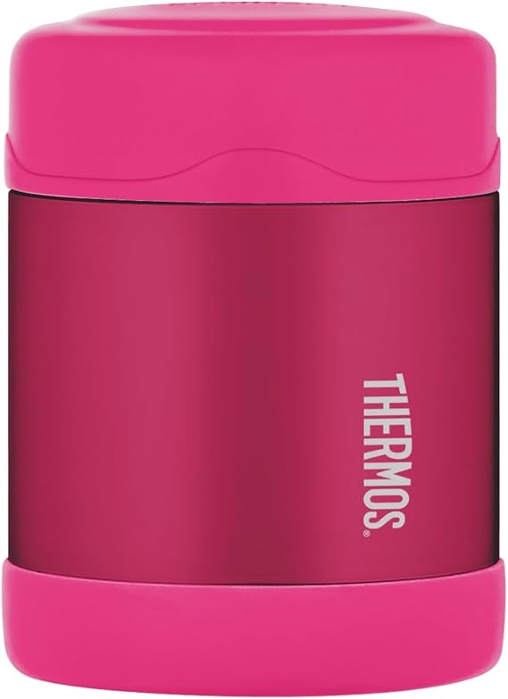 Thermos Pink Kids/Girls Lunch Food Flask (290ml) 5h Hot | 7h Cold | Thermal vacuum insulated stainless steel metal hot food container with lid for soup, meal prep, school packed lunch bag/box
