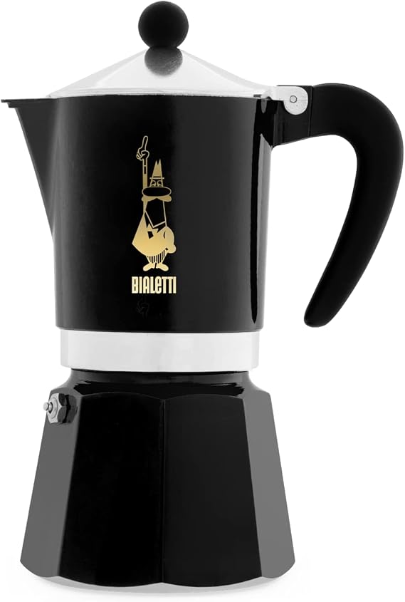Bialetti Limited Edition Caffe Mercanti Black Oro 6 Cups - Italian Stovetop Moka Pot