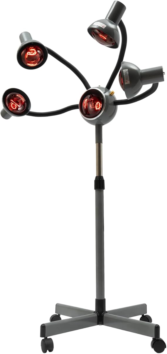 5 Head Infrared Heat Lamp, 750W Red Lamp Salon Hair Steamer, Portable Hair Dryer Stand Up, Salon Heat Lamp Machine for Perming Dyeing Shaping Baking