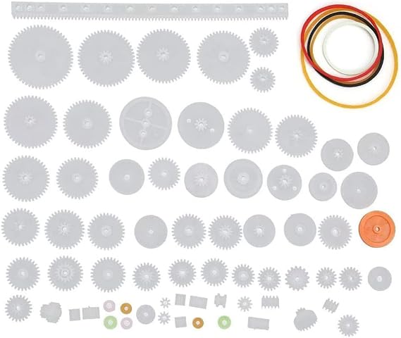 60 Parça Plastik Dişli Seti Oyuncak Robot Araba Gear DIY Kremayer Çark Kasnak Lastik Sonsuz Dişli Şemsiye Taç Karışık Yedek Parça Motor