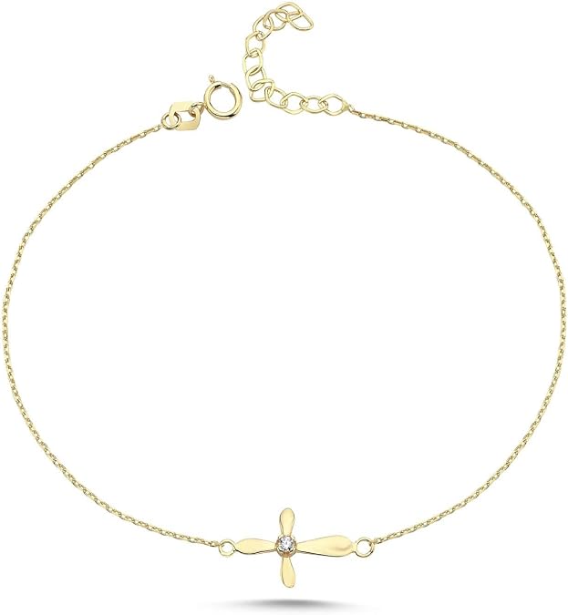 100% 14k Pure Gold Bracelet - Adjustable, Dainty Bracelet for Women, Mom, Grandma, | Charm Jewelry for Her Birthday, Mothers Day, Mothers Day Gifts | 8''