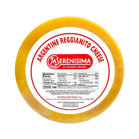 Reggianito Cheese Wheel 14 lb | Authentic Argentine Cows Milk Cheese, Aged & Full-Flavored, Perfect for Grating & Cooking