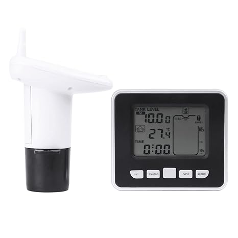 Ultrasonic Water Liquid, Wireless Monitor Cistern Water Monitor Depth Meter Sensor with Temperature Display