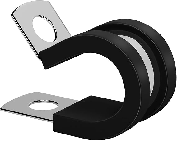 24 PCS 1/2 Inch Stainless Steel Cable Clamps, Rubber Cushioned Metal Insulated Clamp, Hose Pipe Clamp, Tube Holder, Pipe or Wire Clamp
