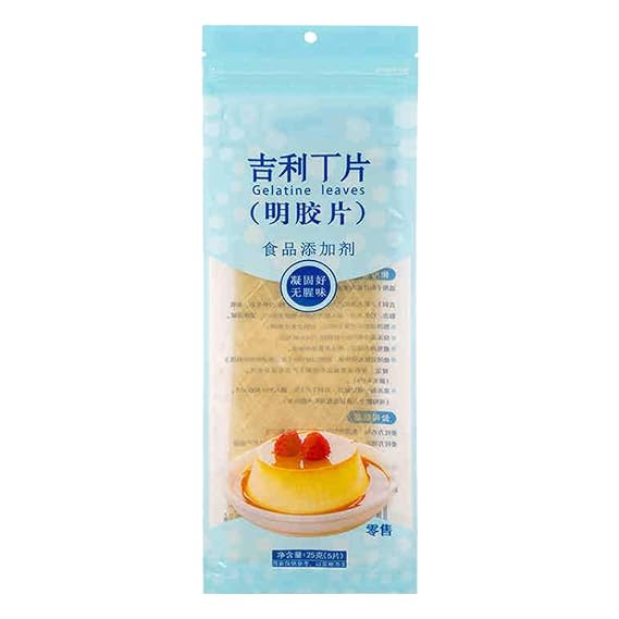 EINCORN 25g Plastic Gelatin Fish Glue Leaves Silver Leaf Sheet Unflavored Baking Ingredients for Cooking Kitchen Supplies, as the picture shows