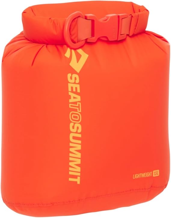 Sea to Summit - Lightweight Dry Bag XXS 1.5L - Waterproof Storage - Roll Closure - Recycled Fabric - Attachment & D-Ring - Hiking & Paddle Sports - 14.1 x 10.7 x 19cm - Spicy Orange - 34g