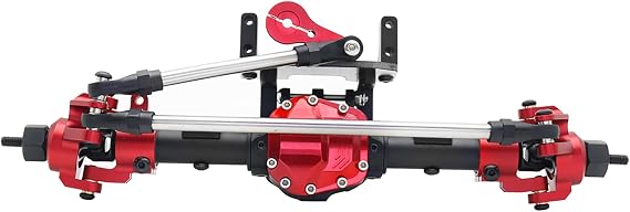 SCX10 II Aluminum Alloy CNC Front Rear Axle Set 30T/8T for 1/10 RC Crawler Axial AR44 90047 90046 AX90060 Builders Kit Upgrade (Red Front Axle)