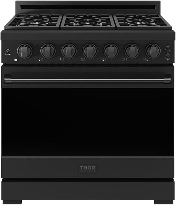 Gordon Ramsay by THOR Kitchen 36 Inch Professional Gas Range in Black - Model RSG36PB