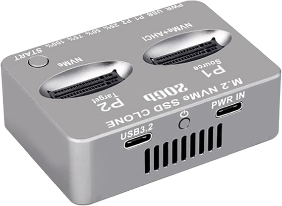 NVMe Solid States Disk Dock AHCI Cloner USB3.2 20G Solid States Disk Double Bay Offline Clone USB C to NVME Docking Stat