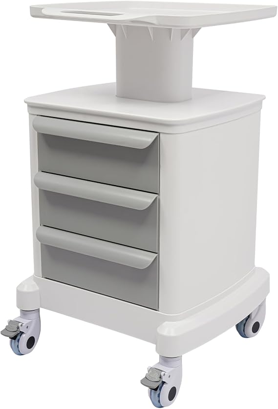 Rolling Medical Cart with 3 Drawers and Wheels, ABS,White