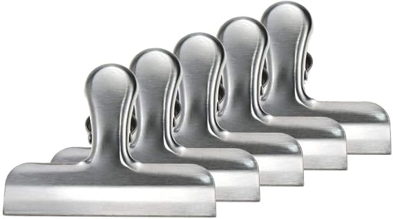 Sscon 5Pcs 3Inch Stainless Steel Seal Clips Heavy Duty Food Bag Clips Multifunctional Bag Clips for Snacks Food Bags