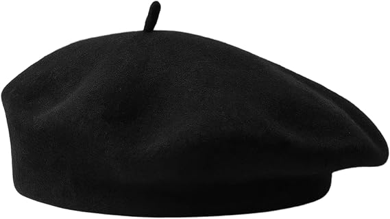 Black Beret, Premium Wool Unisex Beret Hat for Women and Men, Classic Vintage Style for Travel, Photography and Outdoor Activities, Adjustable Fit 56-58cm