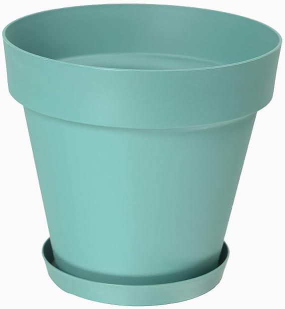 Serinova YS08 Yalı Saksı Drenaj Aparatlı Tabaklı Dekoratif Saksı 55cm, 76 Litre Yeşil