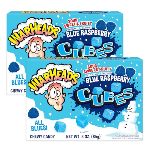 Impact Confections - WARHEADS Winter Blue Raspberry Cubes - 3.0 oz Theater Box - 2 pack