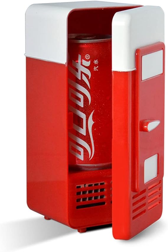 USB Mini Refrigerator, Beverage Fridge Desktop USB Refrigerator Beverage Can Cooler/Warmer, Laptop PC Car Refrigerator Mini Red