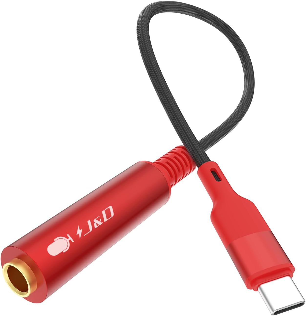 J&D USB Type C to 14 TS Audio Recording Adapter, USB C to 6.35mm TS Female Guitar Cable, Microphone Cord for Audio Recording, Bass, Electronic Piano, Drums, Compatible with iPhone 15, 16 Series, 1 ft