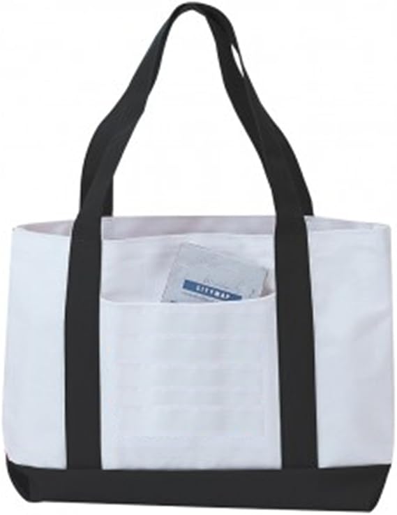 Two Tone Polyester Tote Bag with Outside Pocket (2, Black)