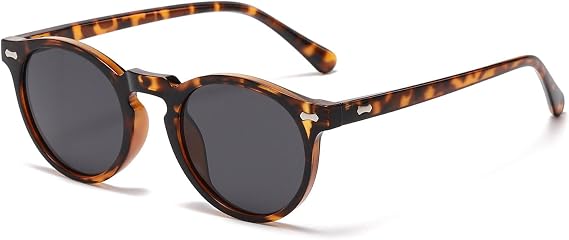 LJCZKA Retro Round Polarized Sunglasses Mens Womens UV400 Protection | Vintage Polarised Sunglasses Classic Trendy Circular Shades Unisex