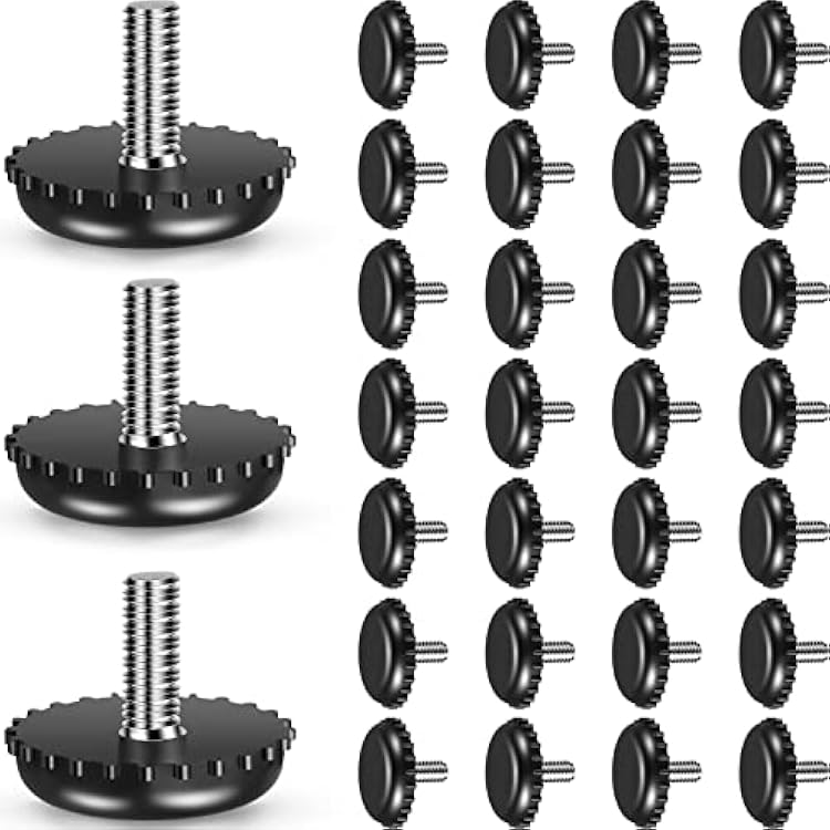 Dunzy 30 Pieces 14-20 Adjustable Furniture Levelers Galvanized Steel Screw in Threaded Leveling Feet Screw On Furniture Glide Leveling for Table Chair Cabinet Legs